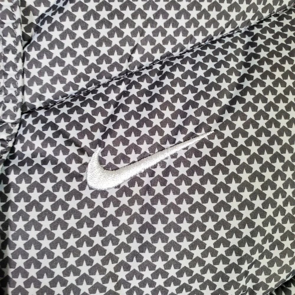 Nike Puffer Vest Girls L 14/16 Gray All Over Star Print Full Zip Winter Gorpcore